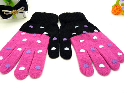 冬季款韩版时尚保暖女士手套 单色/纯色五指羊毛手套批发