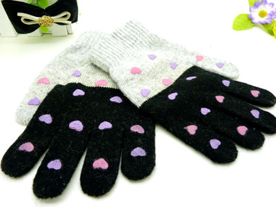 冬季款韩版时尚保暖女士手套 单色/纯色五指羊毛手套批发