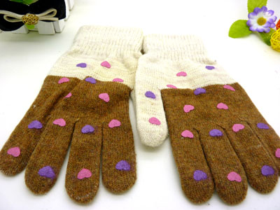 冬季款韩版时尚保暖女士手套 单色/纯色五指羊毛手套批发	