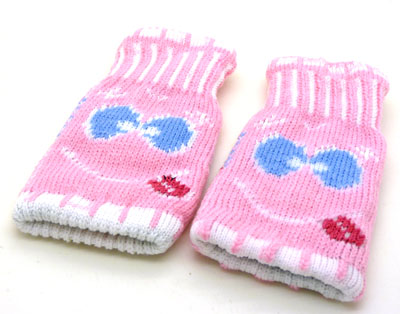 秋冬季手套 女式五指 可爱保暖 蝴蝶结 羊毛分指手套