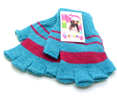 冬韩版时尚新款保暖女士半指手套 提花羊毛露指手套批发厂家直销（41号）