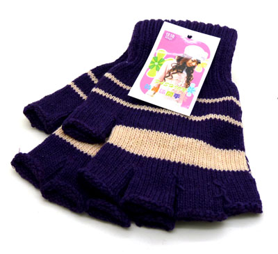 冬韩版时尚新款保暖女士半指手套 提花羊毛露指手套批发厂家直销（41号）	