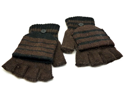 男士时尚毛绒半指翻盖手套 办公开车防寒护手套（8号）	