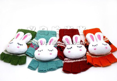 韩版时尚冬季新款女士卡通兔半指手套 韩版时尚冬季新款女士卡通兔半指手套 保暖护手手套
