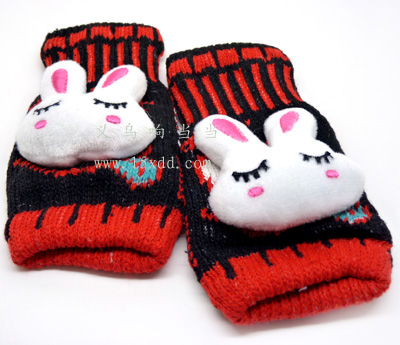 冬季 加厚 绒质保暖手套女士可爱兔手套34-28	