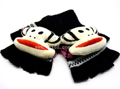 卡通大嘴猴时尚女士秋冬季保暖半指手套 （50号）	