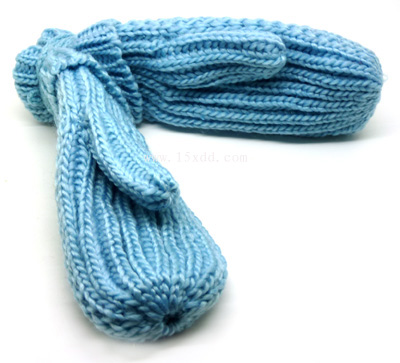 加厚粗毛线全指女针织手套 挂绳挂脖式手套（15号）