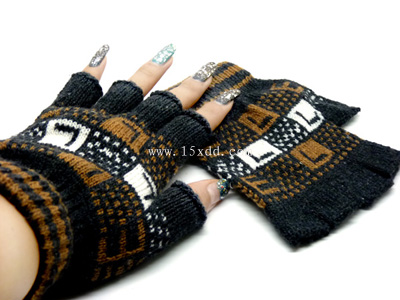 韩版男女通用半指毛线手套 新款手套针织保暖手套（11号）	