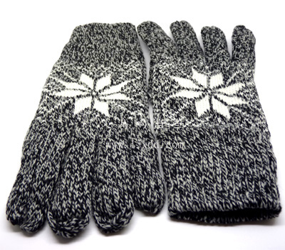 五指时尚手套 加厚加长护腕高档棉毛线手套（5号