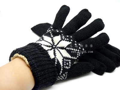 五指时尚手套 加厚加长护腕高档棉毛线手套（5号）