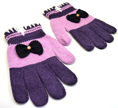 冬季保暖五指手套 可爱蝴蝶结办公骑行开车便携手套（14号）	