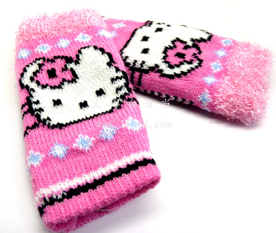 保暖针织毛线卡通时尚键盘手套 保暖毛线半指手套24-63	