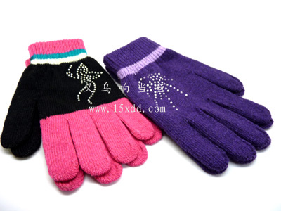  分指加厚手套女士冬季毛线手工编制手套 （67号）
