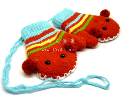 韩版时尚可爱挂绳挂脖小孩手套防寒保暖手套 （39号）	