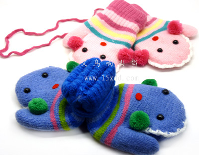 韩版时尚可爱挂绳挂脖小孩手套防寒保暖手套 （39号）