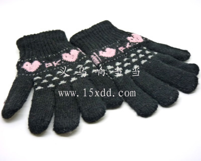 新款秋冬季分指全指五指手套 撞色保暖毛线45-40	