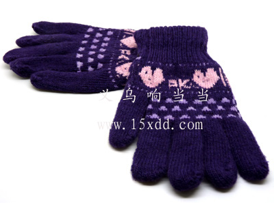 新款秋冬季五指手套 撞色保暖毛线45-40	