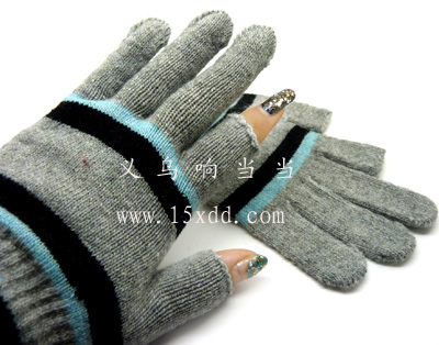 男女通用保暖手套 毛线手套针织手套 全指保暖