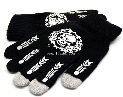 休闲高档冬季保暖手套 纯棉毛线触屏手套（7号）