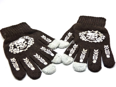 休闲高档冬季保暖手套 纯棉毛线触屏手套（7号）