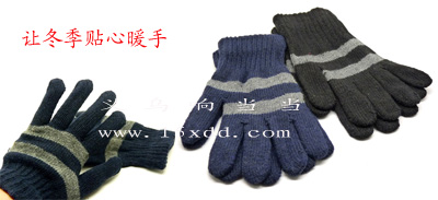 秋冬季男女条格全指保暖毛手套 户外工作手套 29号）