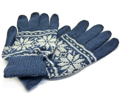 雪花全指针织加厚保暖手套 韩版男士秋冬季棉毛线手套