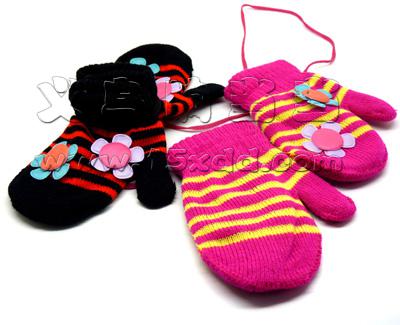 韩版秋冬季新款毛线加厚保暖手套太阳花挂脖手套（48号）