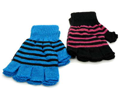 秋冬季保暖男女款露指手套 条纹手套（41号）	