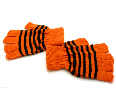  秋冬季保暖男女款露指手套 条纹手套（41号）