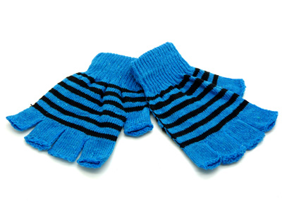 秋冬季保暖男女款露指手套 条纹手套（41号）	