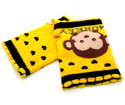 卡通图案针织提花保暖半指手套 办公电脑手套（3号）