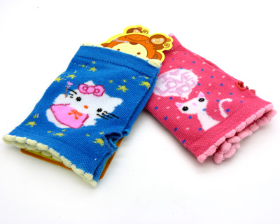 韩国时尚图案针织提花保暖半指手套 办公电脑手套（3号）