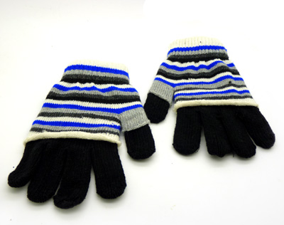 韩版五指手套 保暖手套 男骑车 加厚双层手套（42号）	