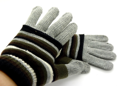 韩版五指手套 保暖手套 男骑车 加厚双层手套（42号）	