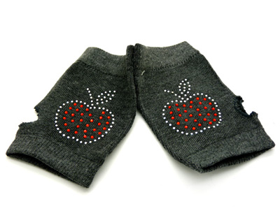 加厚加绒防寒保暖镶钻 韩国韩版女士露指半指手套（2号