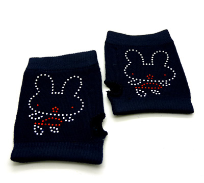 加厚加绒防寒保暖镶钻 韩国韩版女士露指半指手套（2号）	