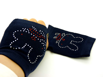 加厚加绒防寒保暖镶钻 韩国韩版女士露指半指手套（2号）