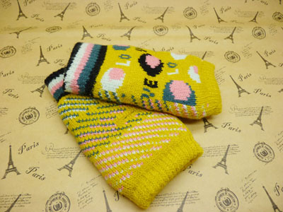 毛线手套可爱露指针织手套 冬季保暖 -半指加厚防寒	