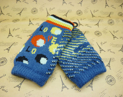 毛线手套可爱露指针织手套 冬季保暖 -半指加厚防寒