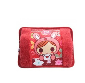 枕型印花双插热水袋-混色