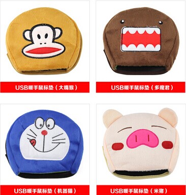 卡爱卡通动物形象 USB暖手鼠标垫