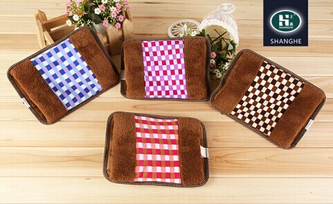 新款双插充电毛绒热水袋/彩色格子