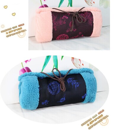 复古中国民族风毛绒暖手筒/暖手袋（丝绸布）