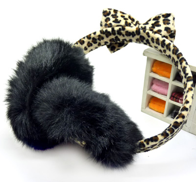 可爱兔子毛蝴蝶结女士耳套耳包 女士休闲耳暖