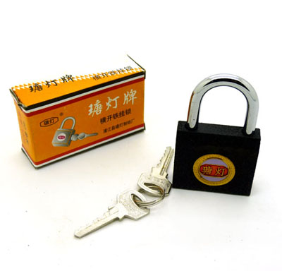 瑭灯牌40mm加厚磨砂黑色防锈金色互开锁/通开锁/统开锁/通开挂锁	