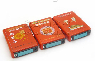 自动弹烟 金属香菸烟盒 10支装烟盒 打火机超薄防风 -打火机烟盒8号