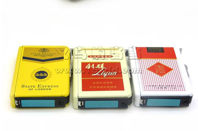 自动弹烟 金属香菸烟盒 10支装烟盒 打火机超薄防风 -打火机烟盒8号