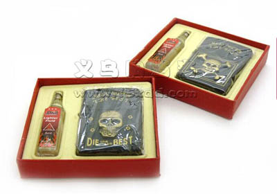 个性骷髅zp防风打火机 -时尚磨砂zp火机盒装（H12-1635)17号