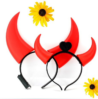 大号牛角万圣节 舞会道具闪光牛角灯发光牛角 带灯牛角头箍灯化妆舞会装饰	