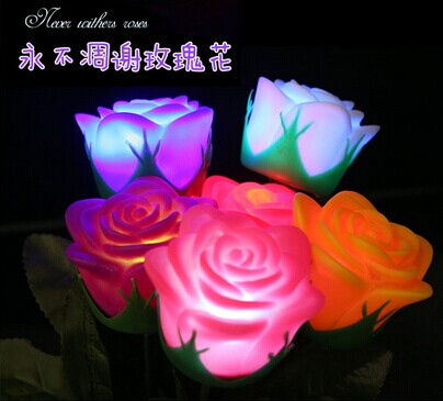 圣诞“求爱圣物”新款永不凋谢玫瑰花小夜灯-混色